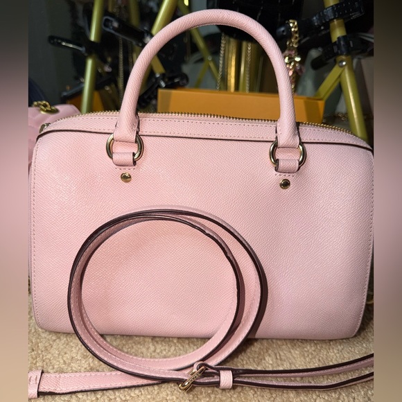 🌸 Coach Rowan Satchel Powder Pink Leather Crossbody Bag Gold Hardware - Picture 3 of 13